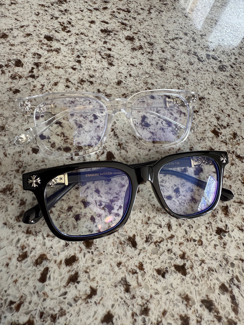 Gothic Cross Flower Glasses Vintage Punk Eyewear Frames Anti Blue Light Unisex Black Silver