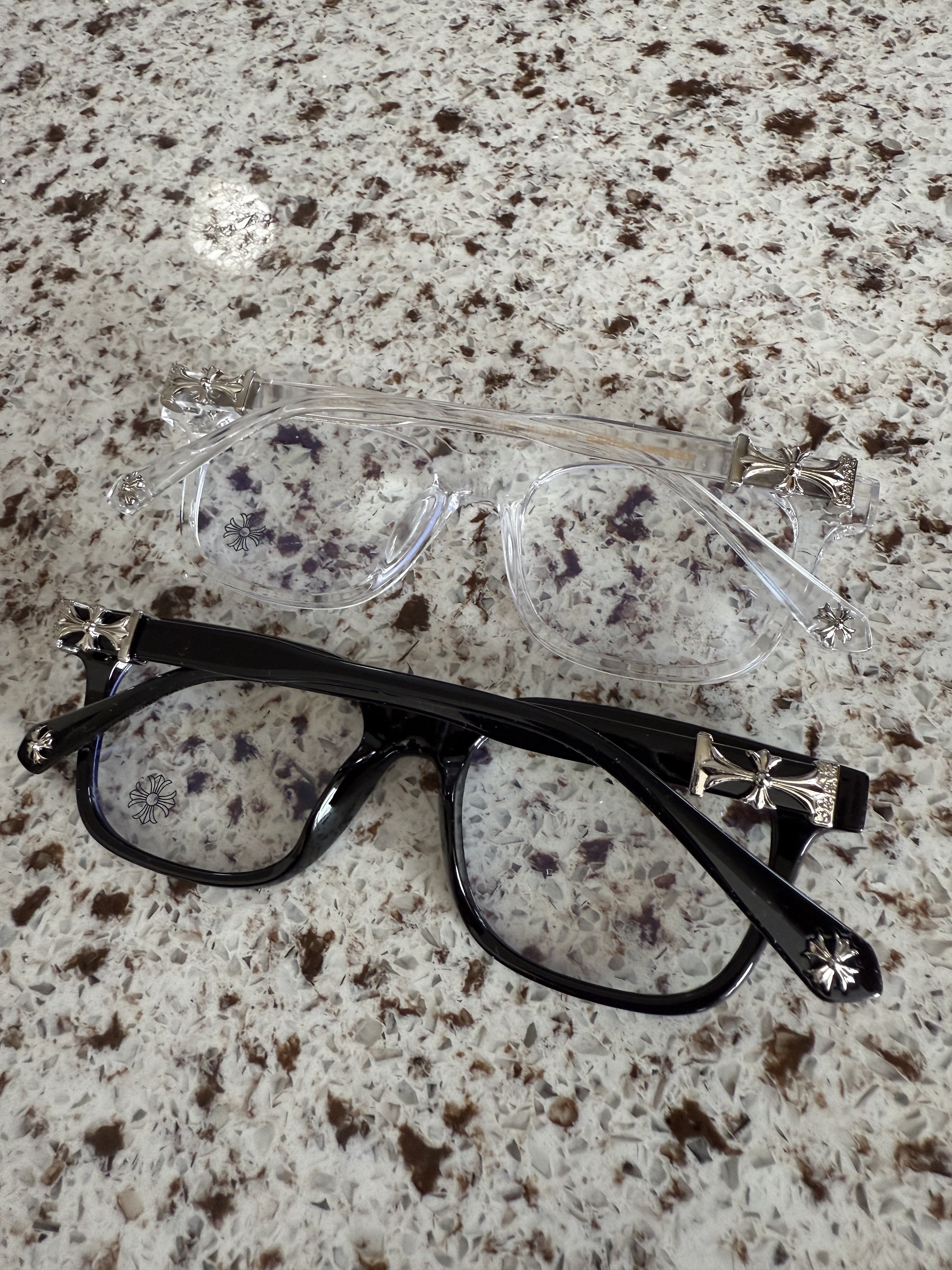 Gothic Cross Flower Glasses Vintage Punk Eyewear Frames Anti Blue Light Unisex Black Silver