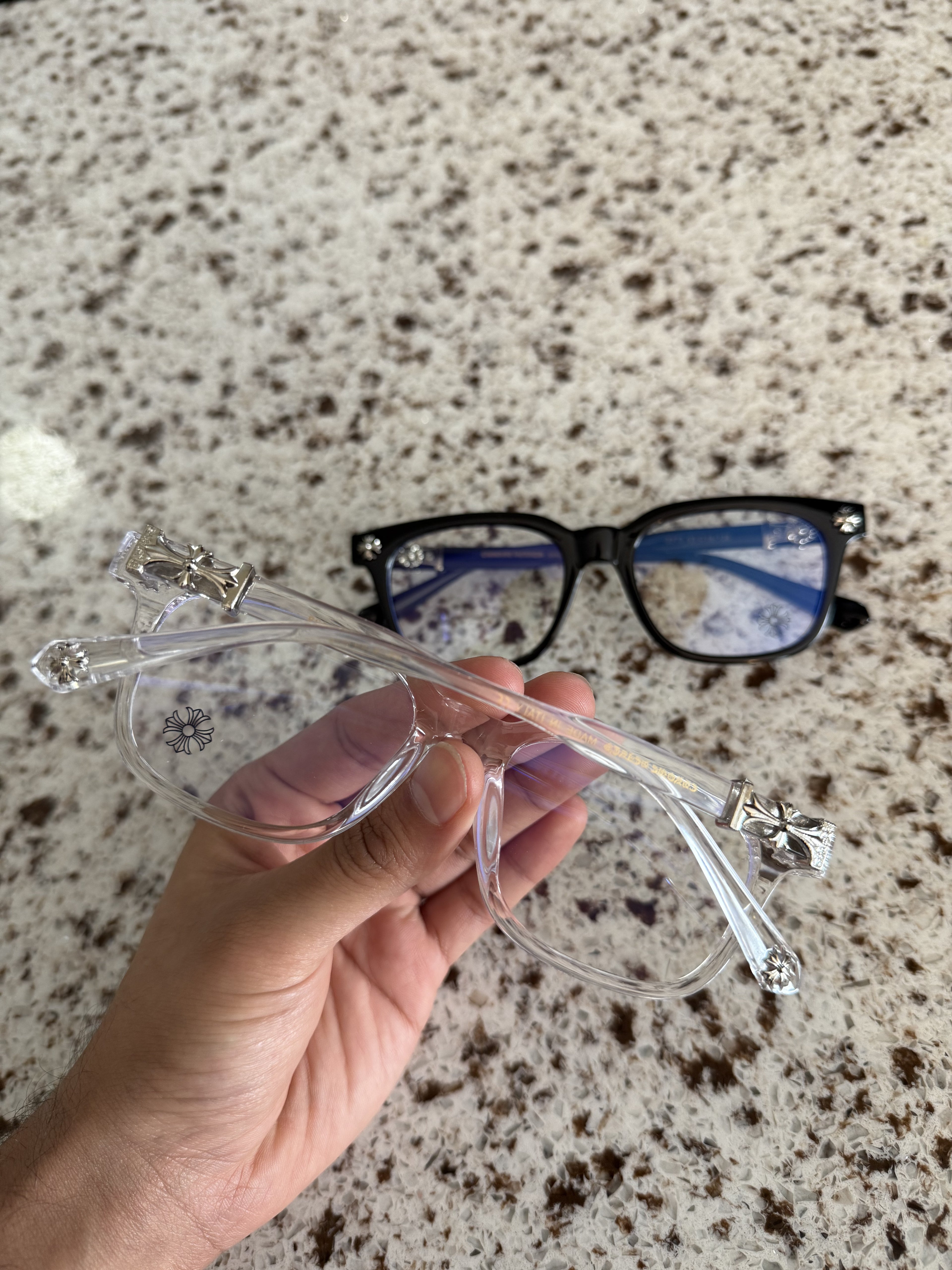 Gothic Cross Flower Glasses Vintage Punk Eyewear Frames Anti Blue Light Unisex Black Silver