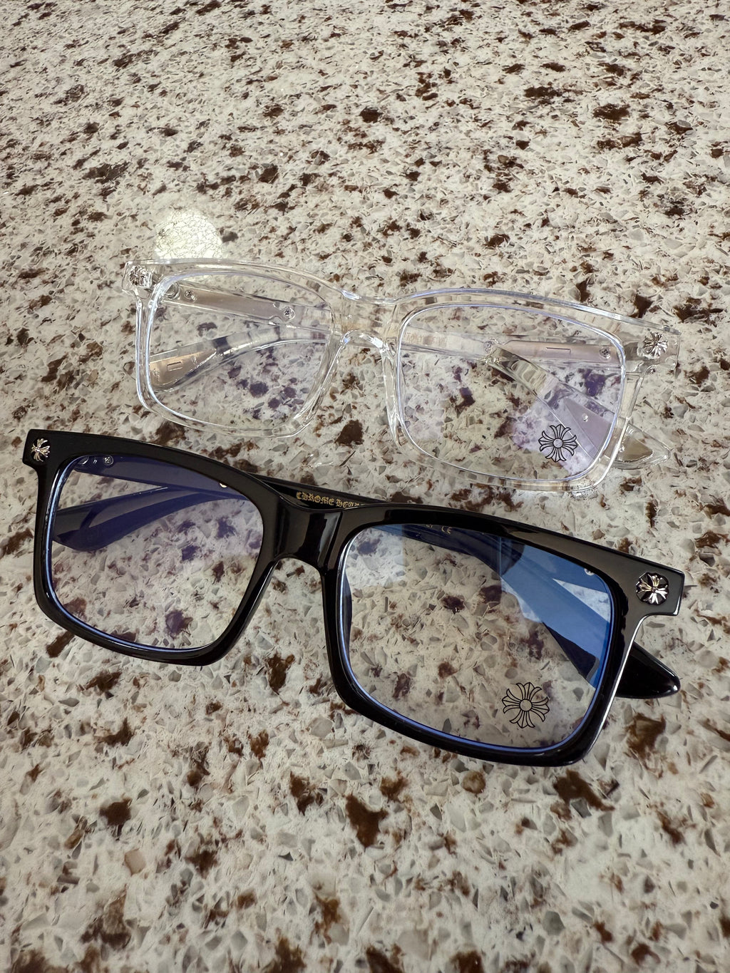 Gothic Cross Glasses Vintage Punk Eyeglass Frames Anti Blue Light Unisex Black Clear