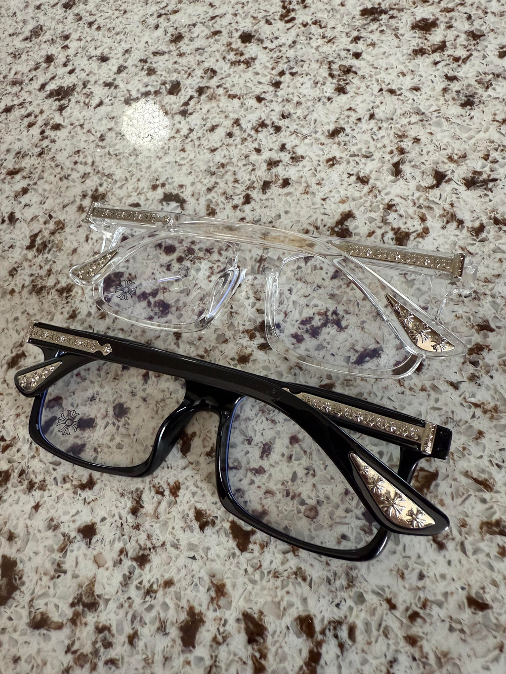 Gothic Cross Glasses Vintage Punk Eyeglass Frames Anti Blue Light Unisex Black Clear